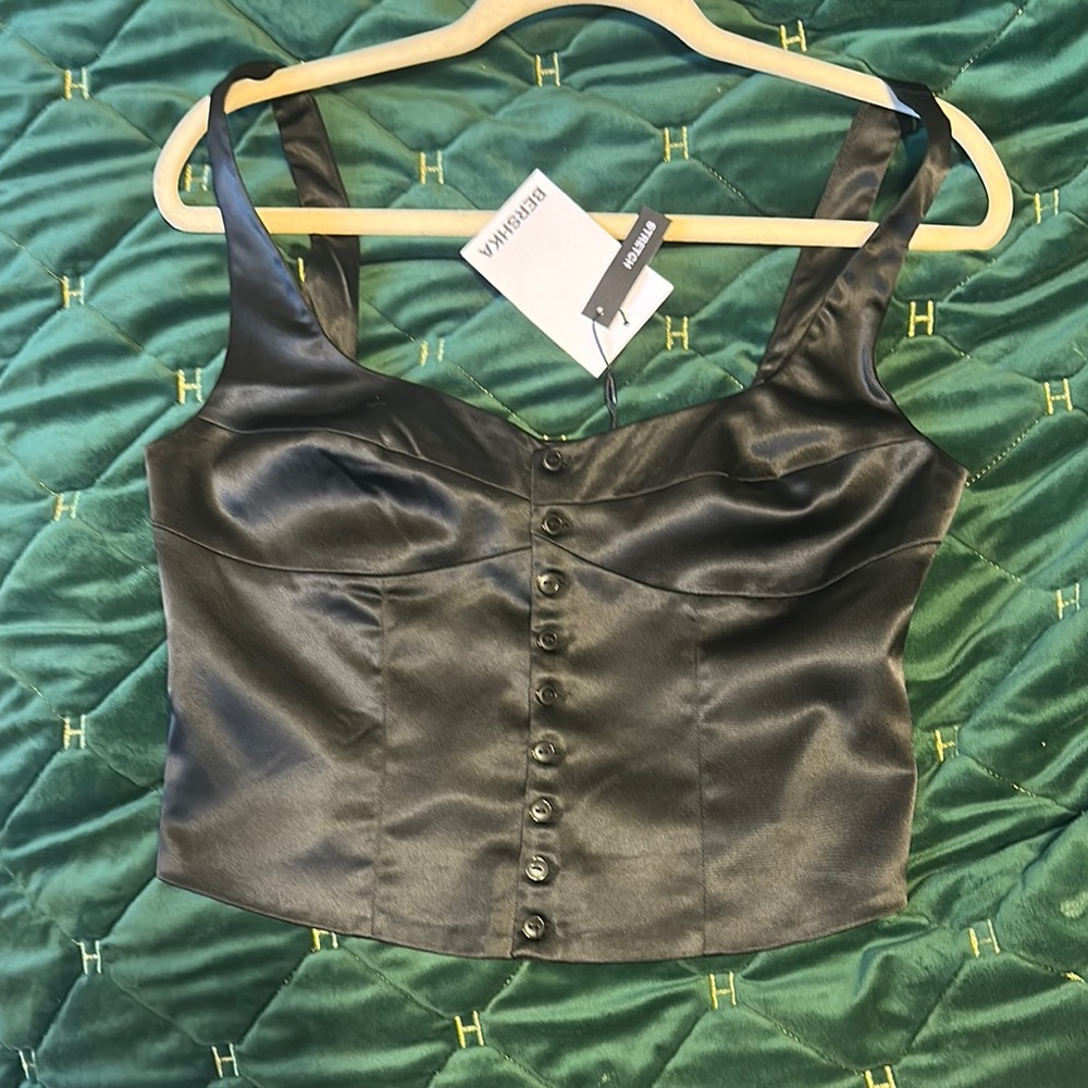 Bershka Black Satin Tank Top